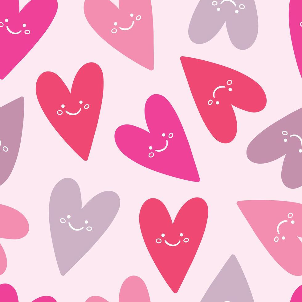 Colorful Smiling Heart Pattern on Light Background with Playful Design vector