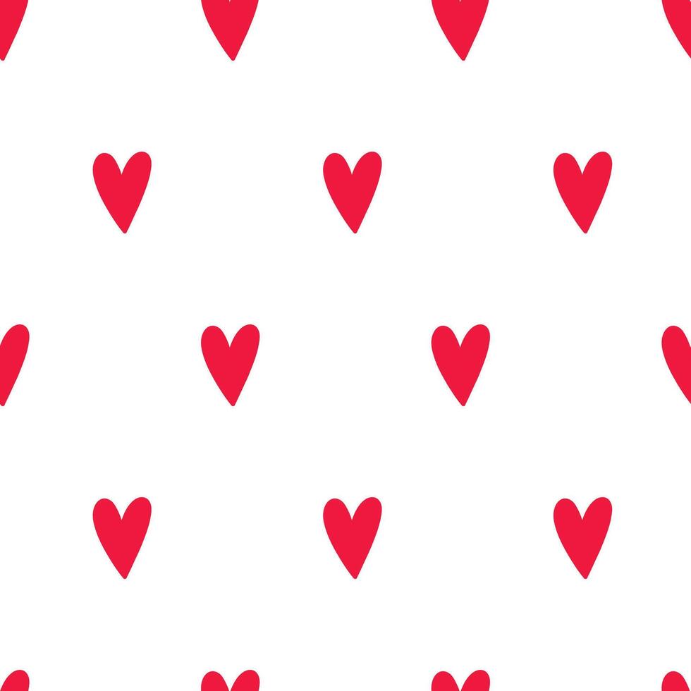 Seamless Pattern of Red Hearts on White Background Displaying Love and Romance vector