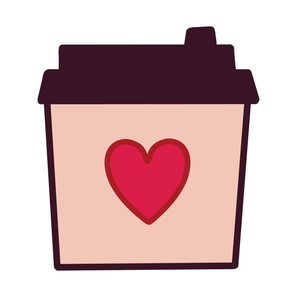 Illustrated Coffee Cup With Heart Symbol Design Perfect for Beverages Theme vector