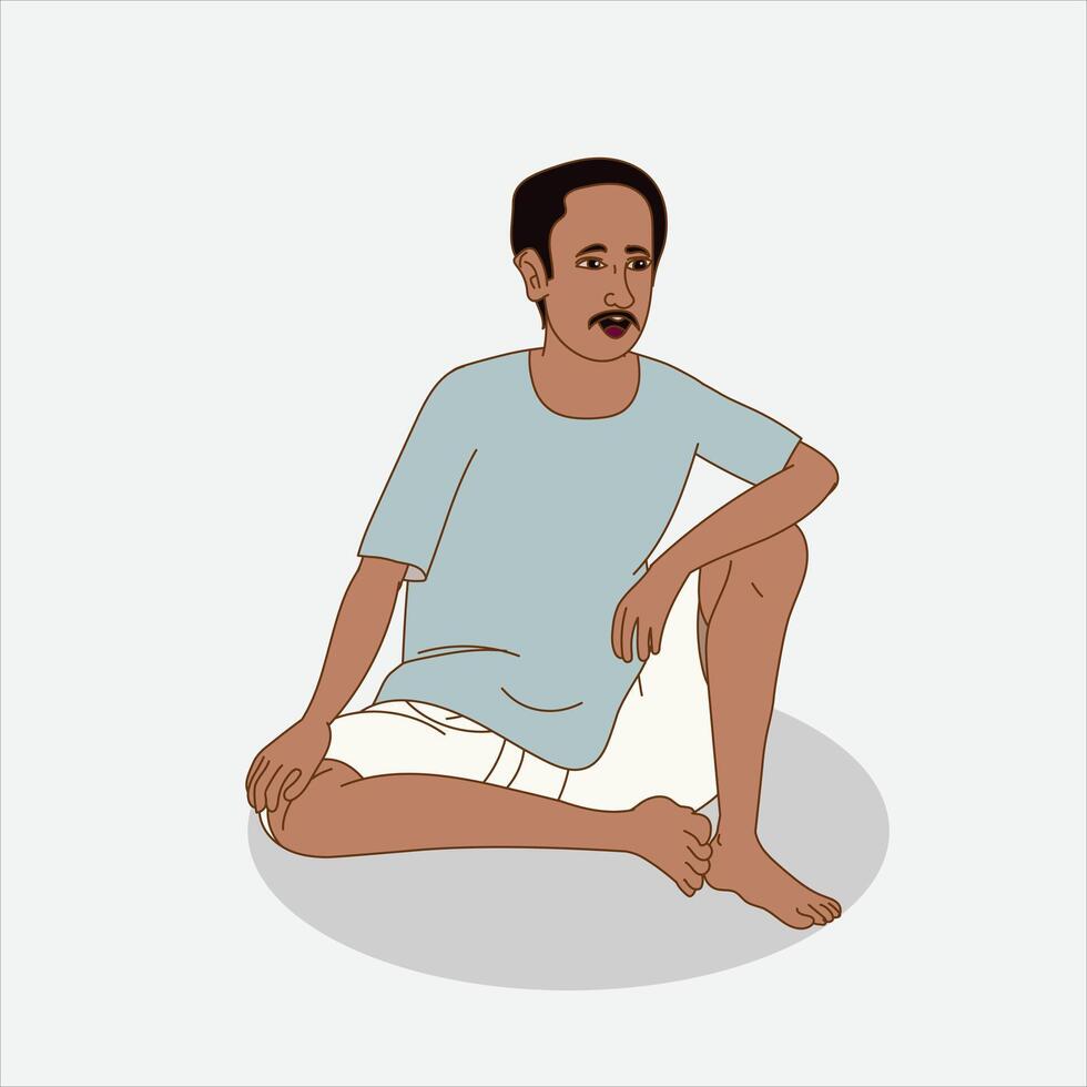 A man sitting on the floor with his legs crossed vector