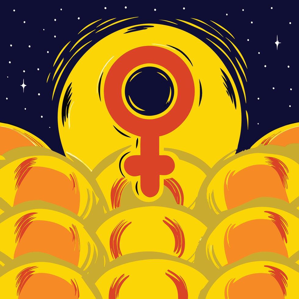 Feminine Symbol, Night Sky, Abstract Art vector