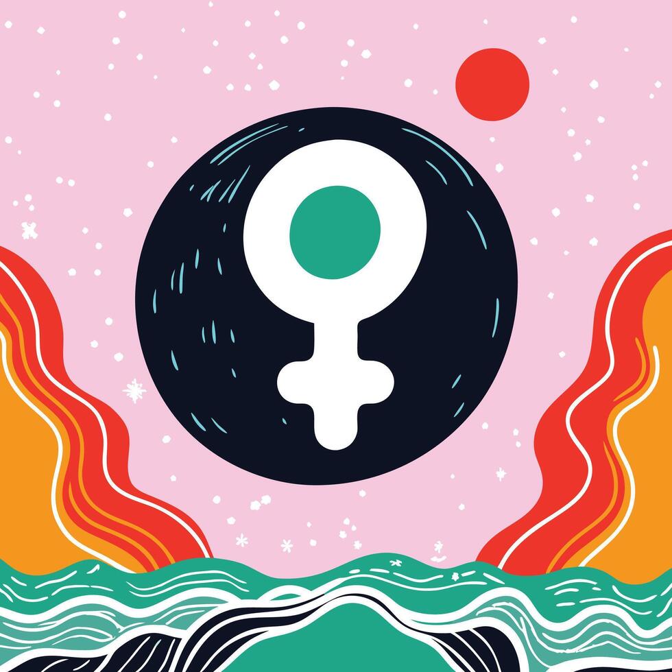 Cosmic Feminine Symbol Abstract Art vector