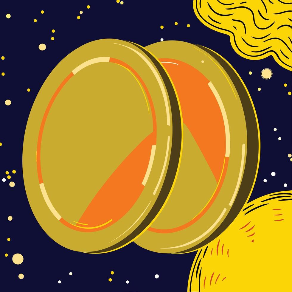 Cosmic Circles Abstract Gold and Orange Design vector