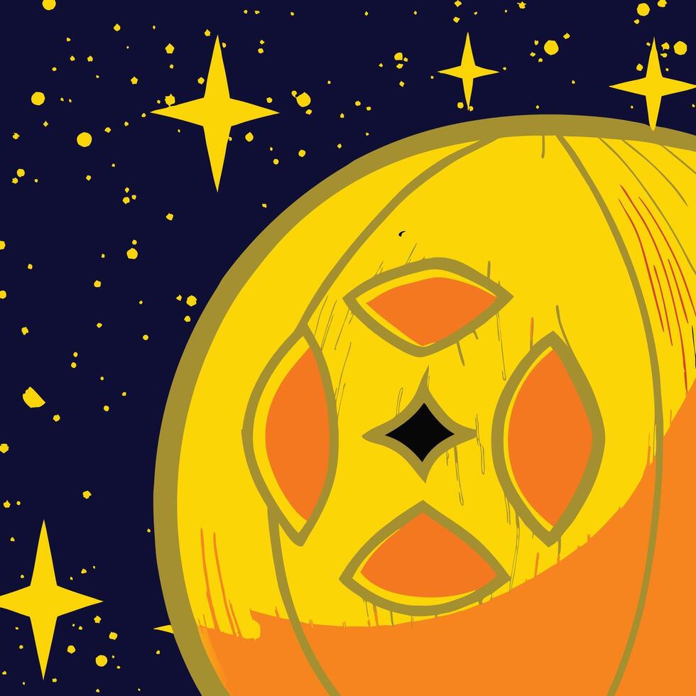 Cosmic Orb Abstract Night Sky with Yellow and Orange Hues vector