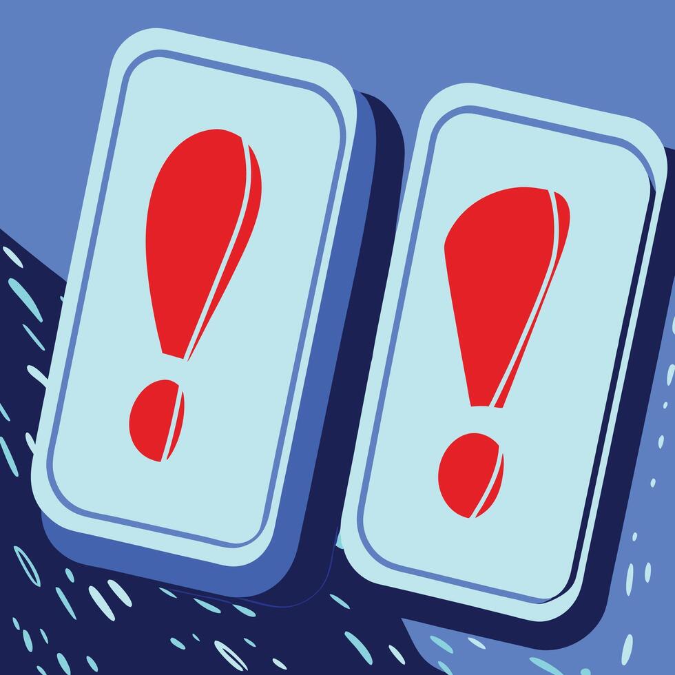 Dual Exclamation Marks Alert, Warning, Notification, Design, Symbol, Icon, Graphic, Attention, UI, UX vector