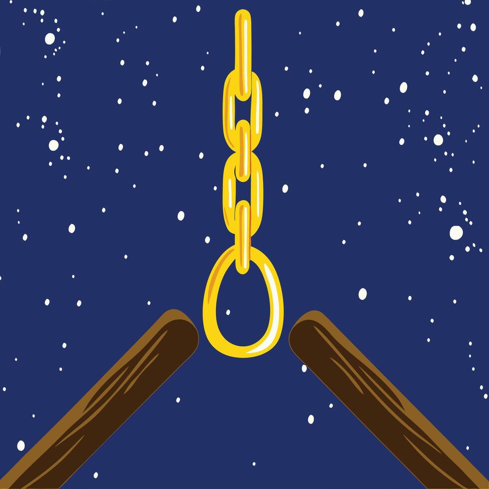 Golden Chain, Wooden Beams, Night Sky Abstract Art vector