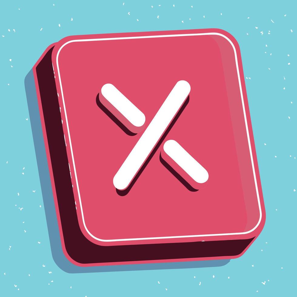 Isometric Cross Button Design Element for UI vector