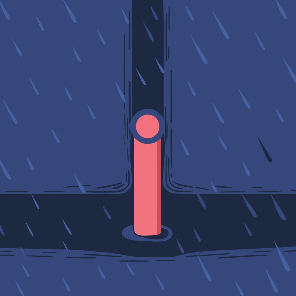 Rainy Day Abstract Red Column in a Deep Crack vector