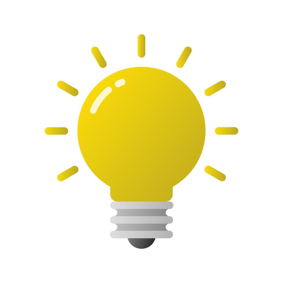 Glowing light bulb gradient icon. Yellow lamp, insight sign symbol vector