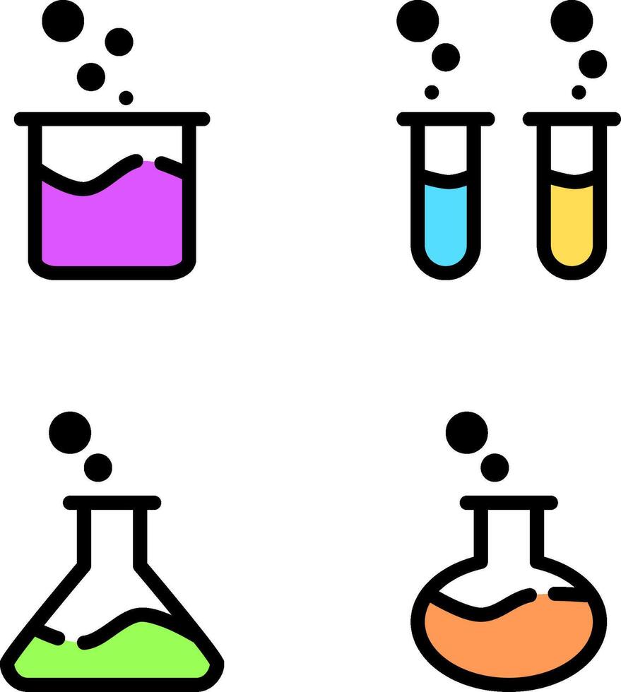 Design Illustration graphic of round, square, triangle, and small bottle potion icon with color style. Suitable for science, medical, and game theme. vector