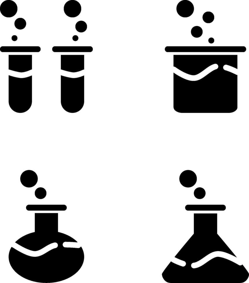 Design Illustration graphic of round, square, triangle, and small bottle potion icon with glyph style. Suitable for science, medical, and game theme. vector