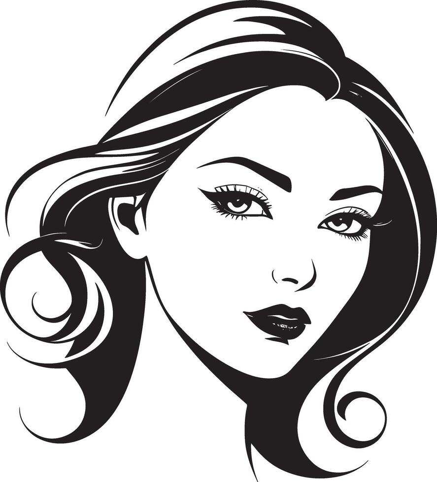 Elegant Cute Lady Face Icon - Minimalist and Stylish Design vector
