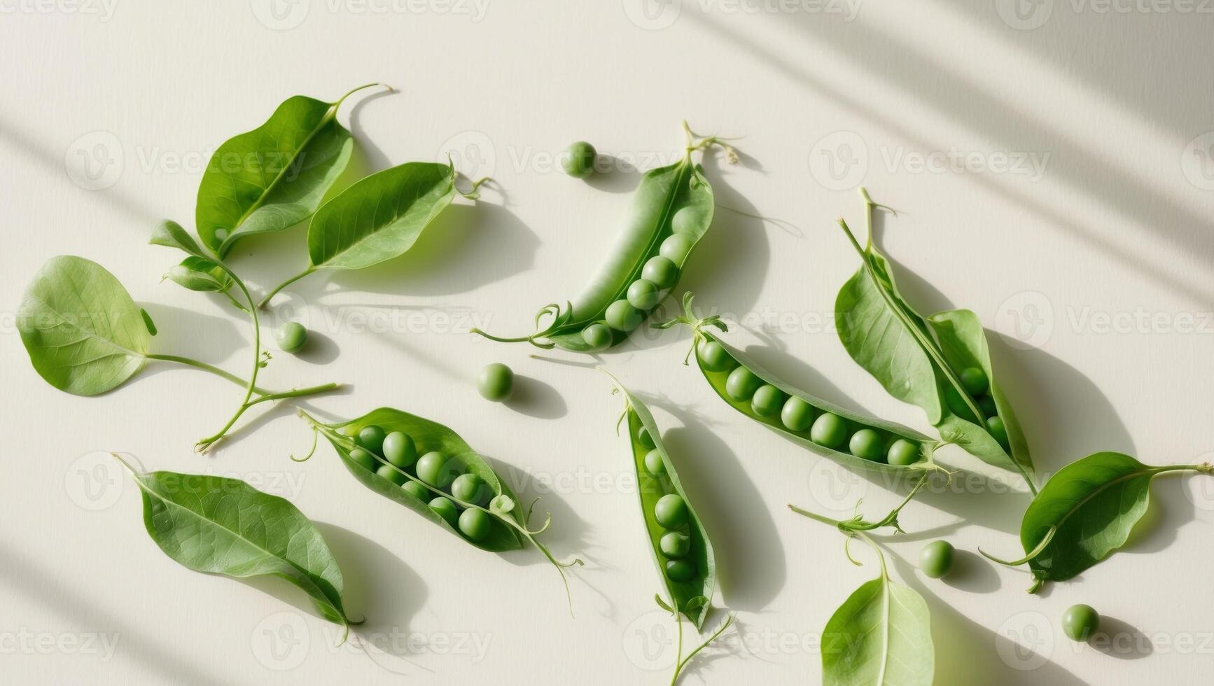 Fresh green peas on white background photo