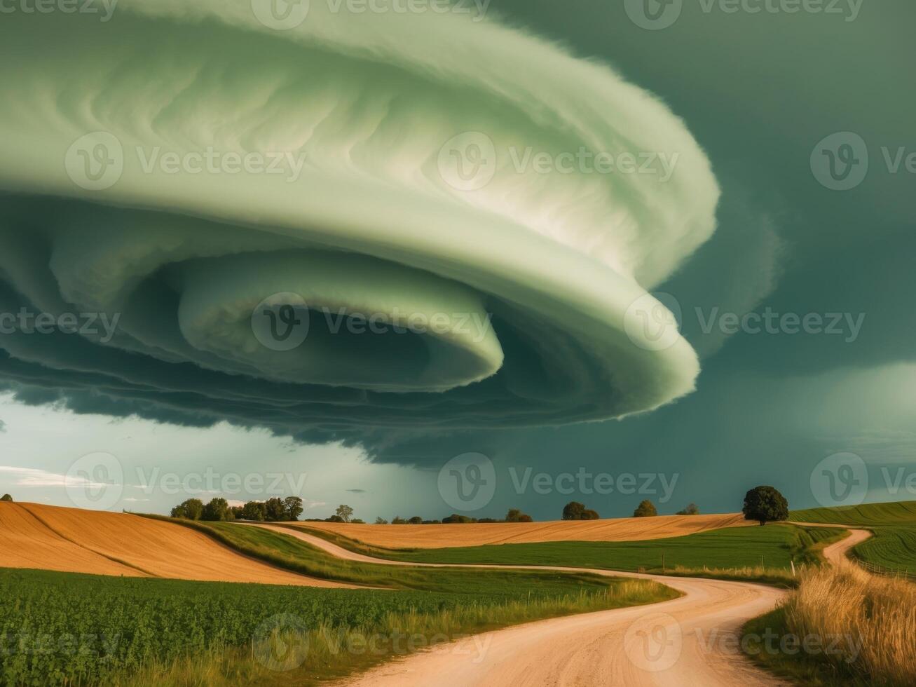 A large storm cloud is seen over a field photo