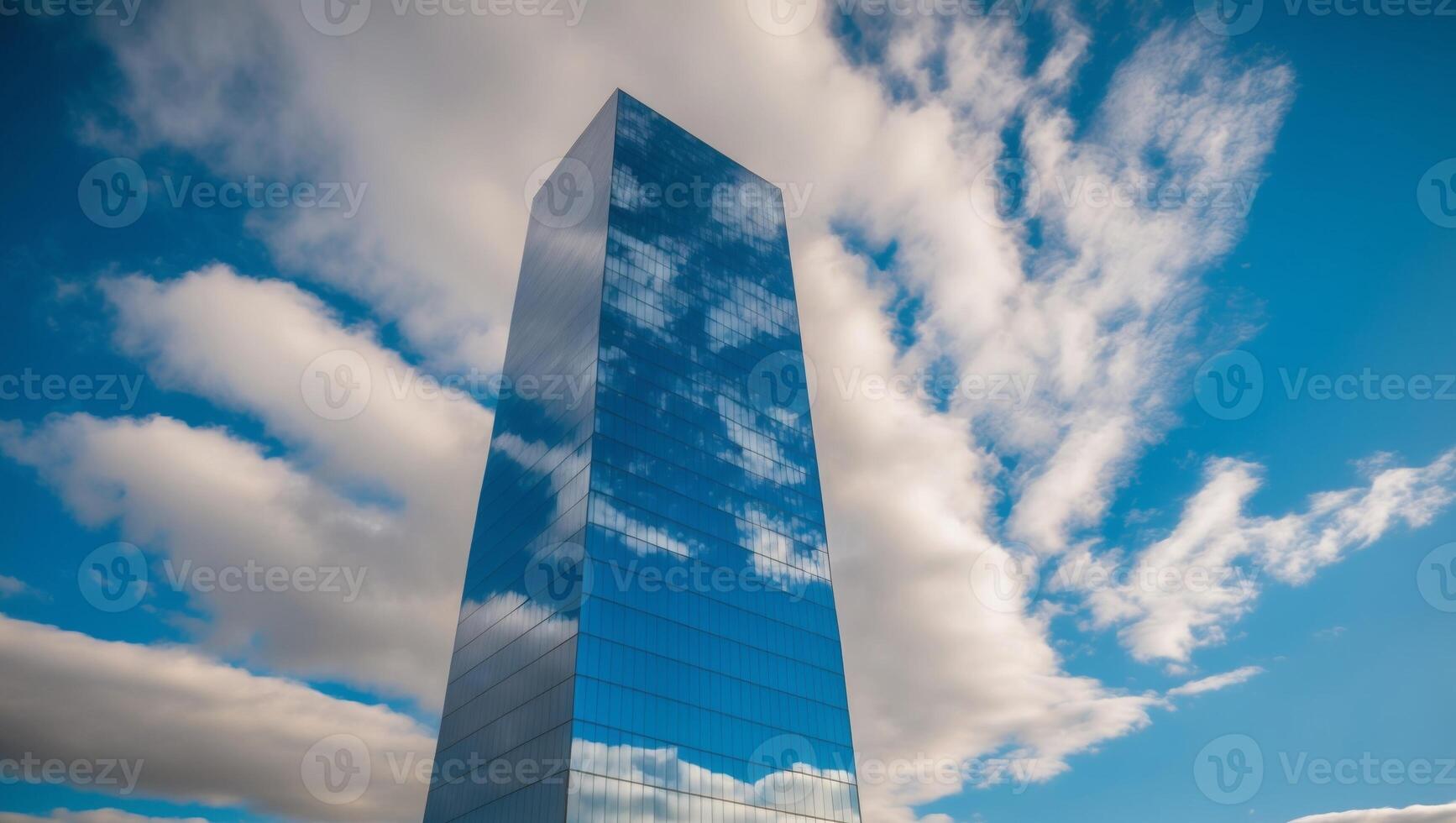 A tall building with a blue sky and clouds photo