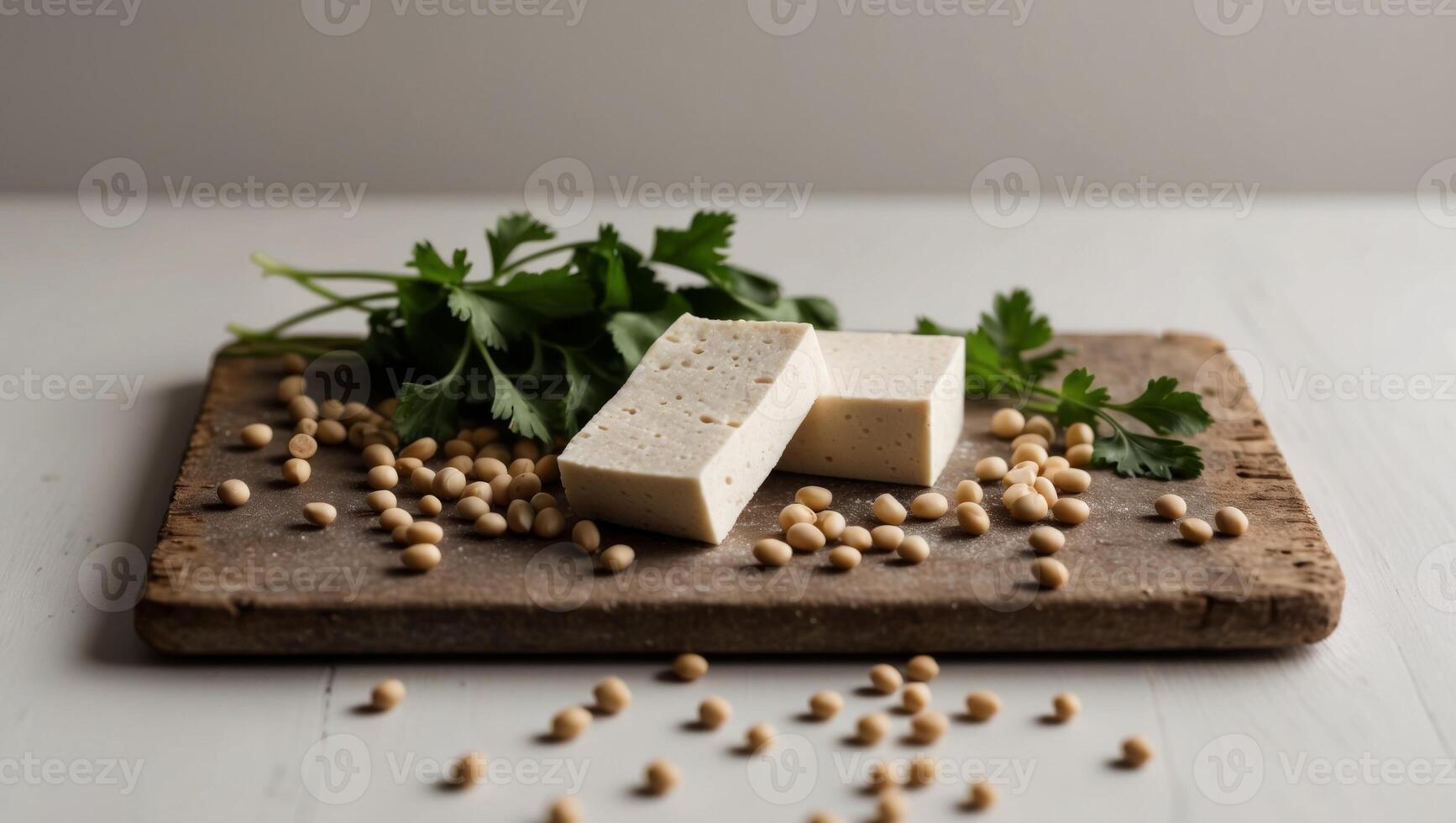 Soy tofu on a cutting board photo