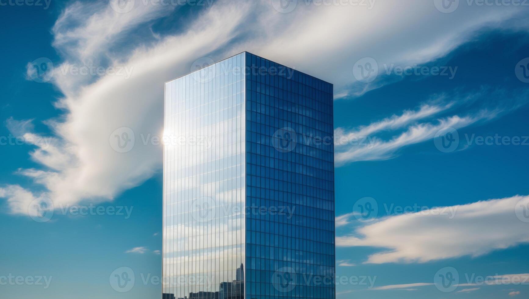 A tall building with a large glass window photo