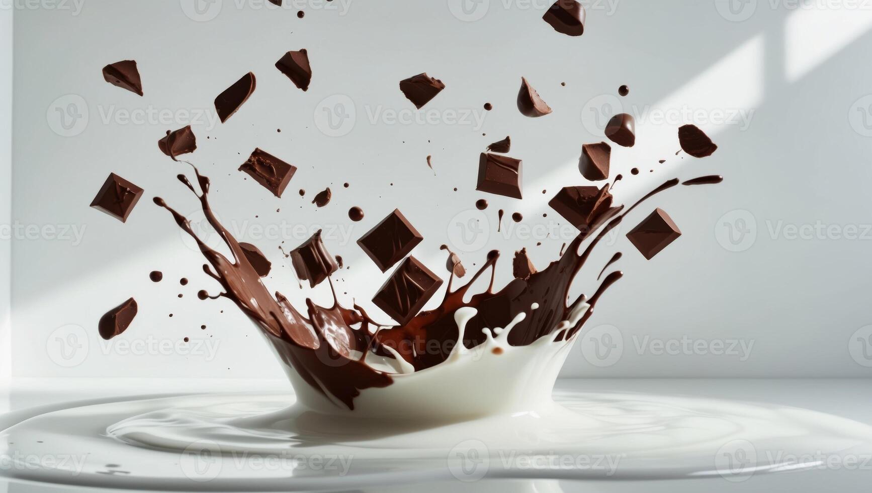 Chocolate splashing into a white liquid photo
