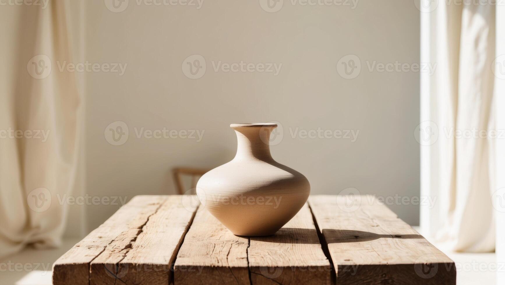 A small vase sitting on a wooden table photo