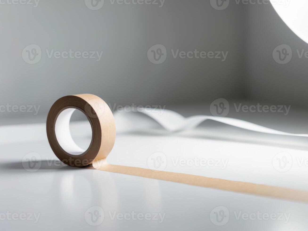 A roll of tape on a white surface photo