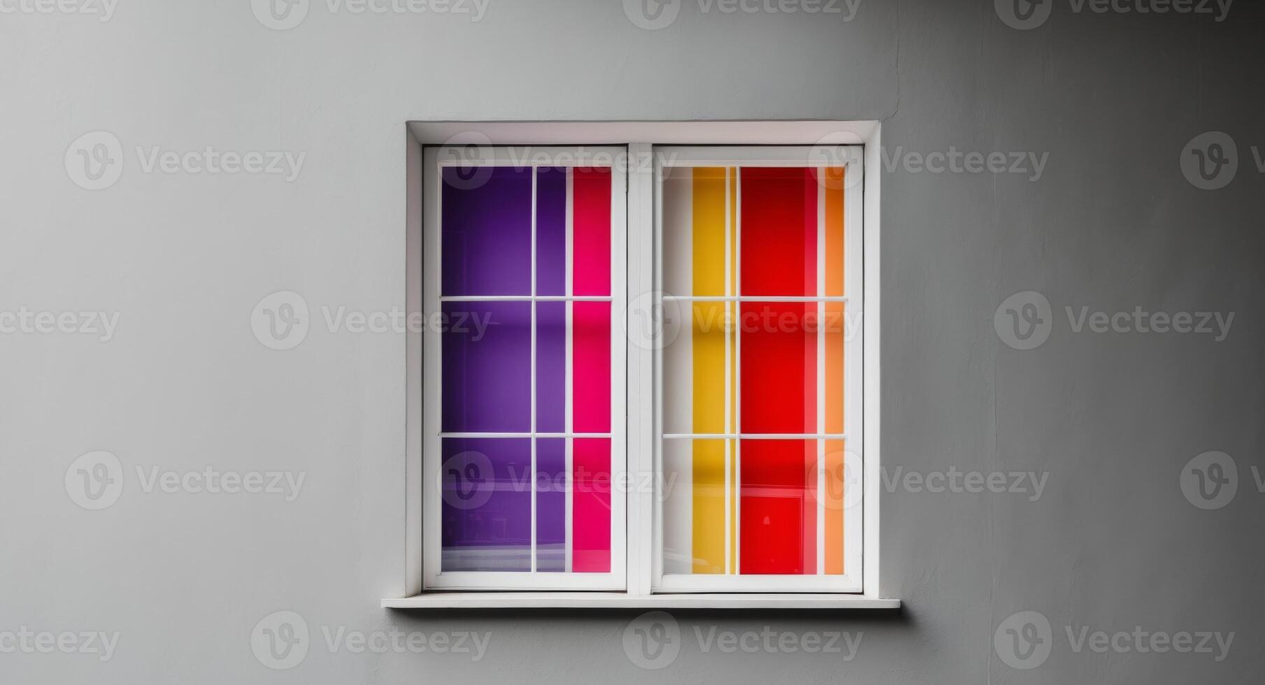 A window with a colorful striped window photo