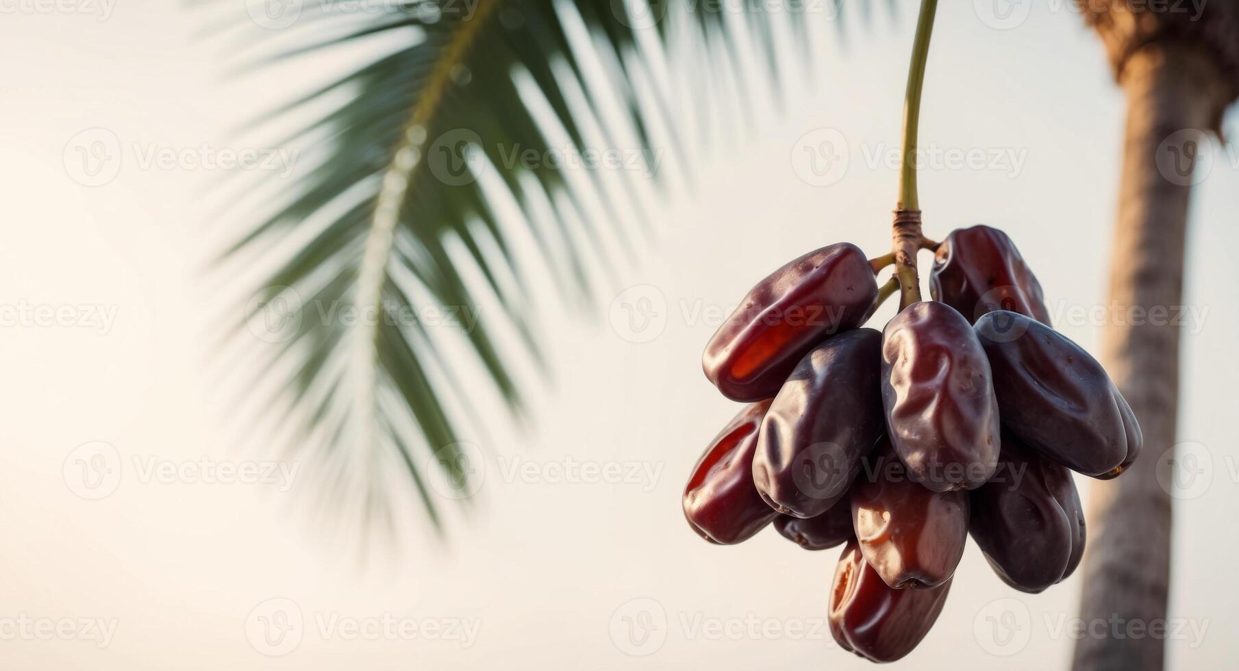 Date palm tree with ripe date palm fruits photo