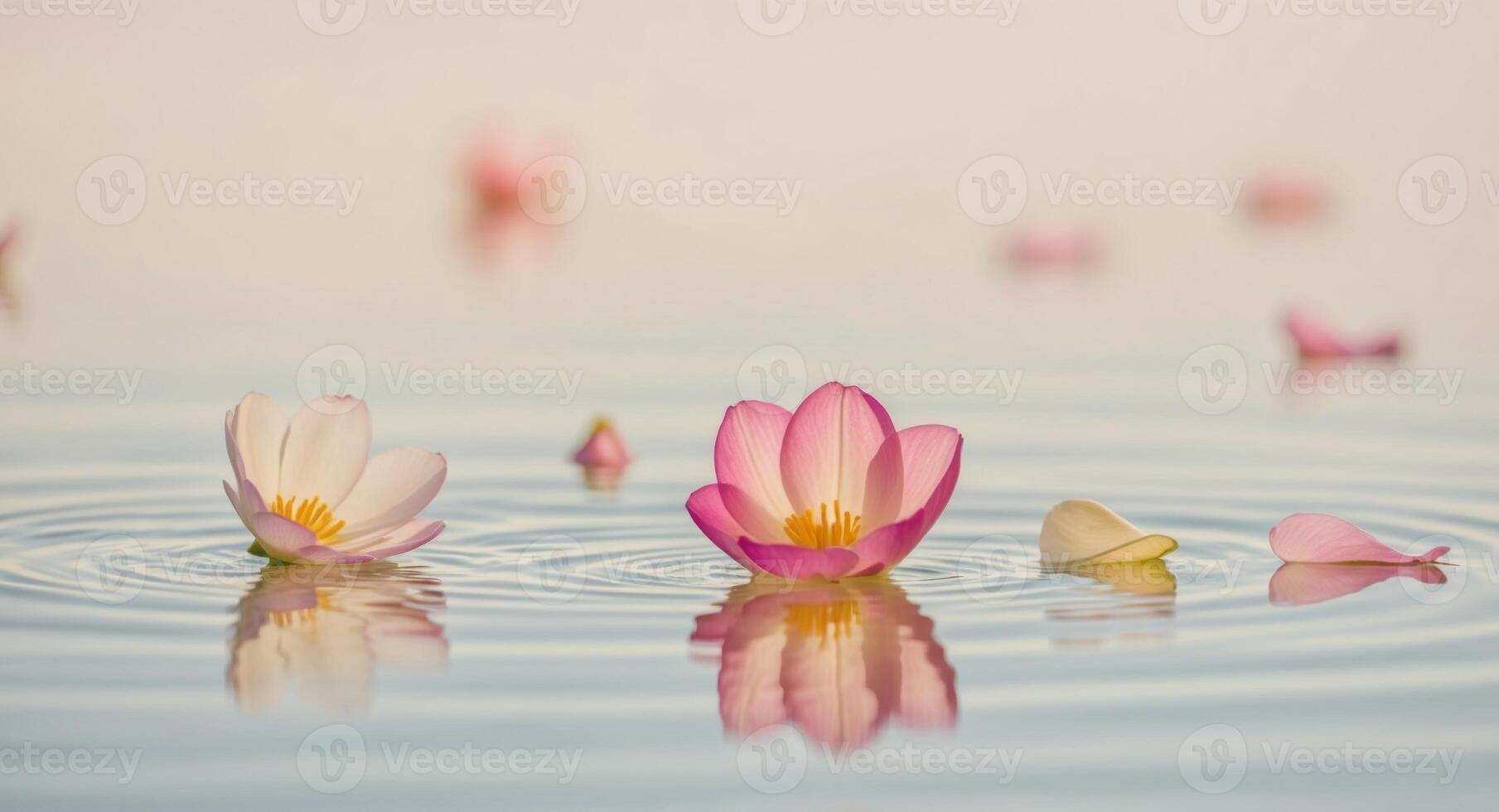 Lotus flower floating in water photo