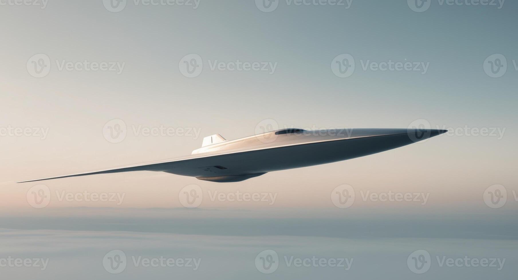 A futuristic jet flying through the air photo