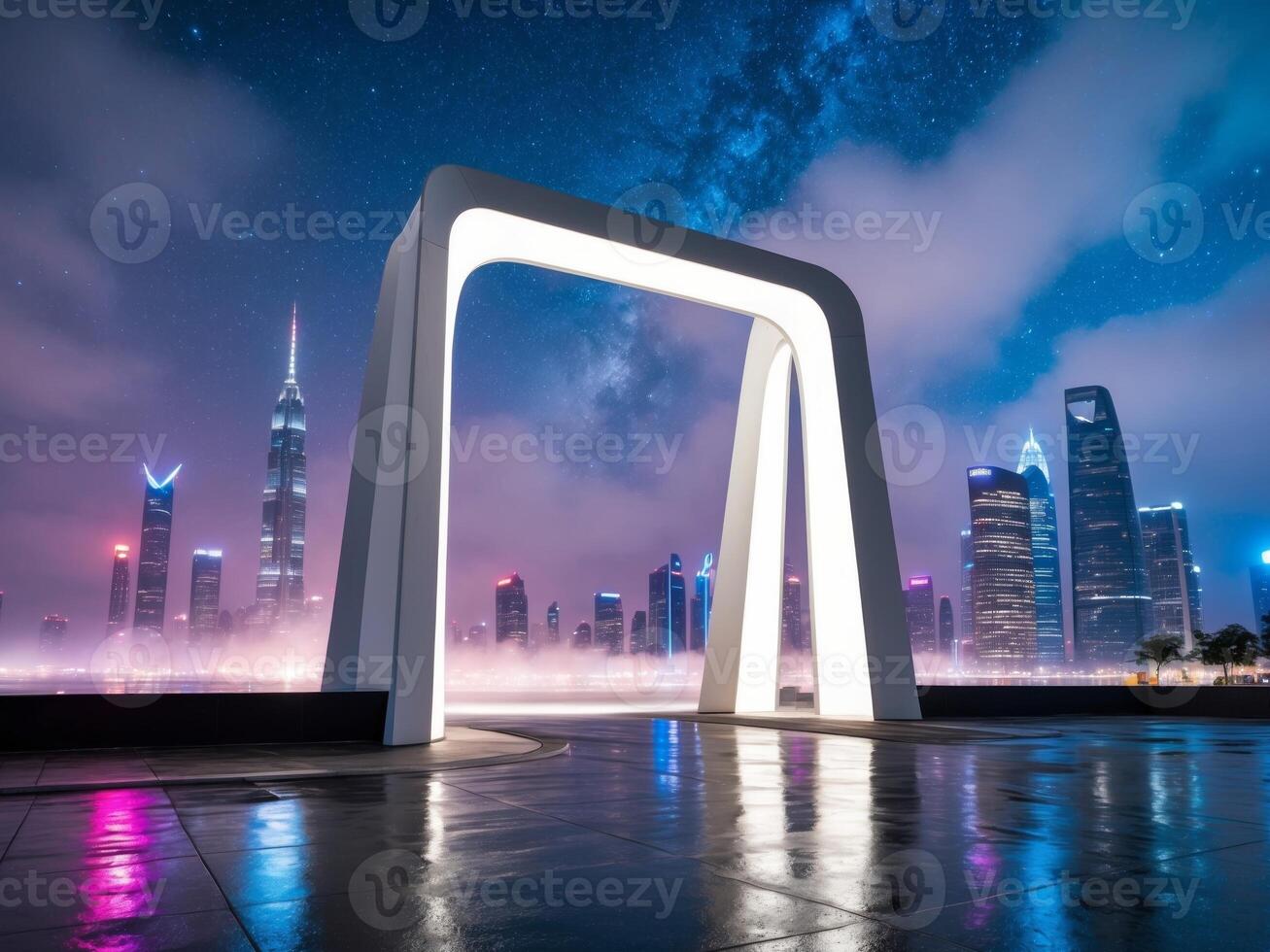The cityscape of shanghai at night photo