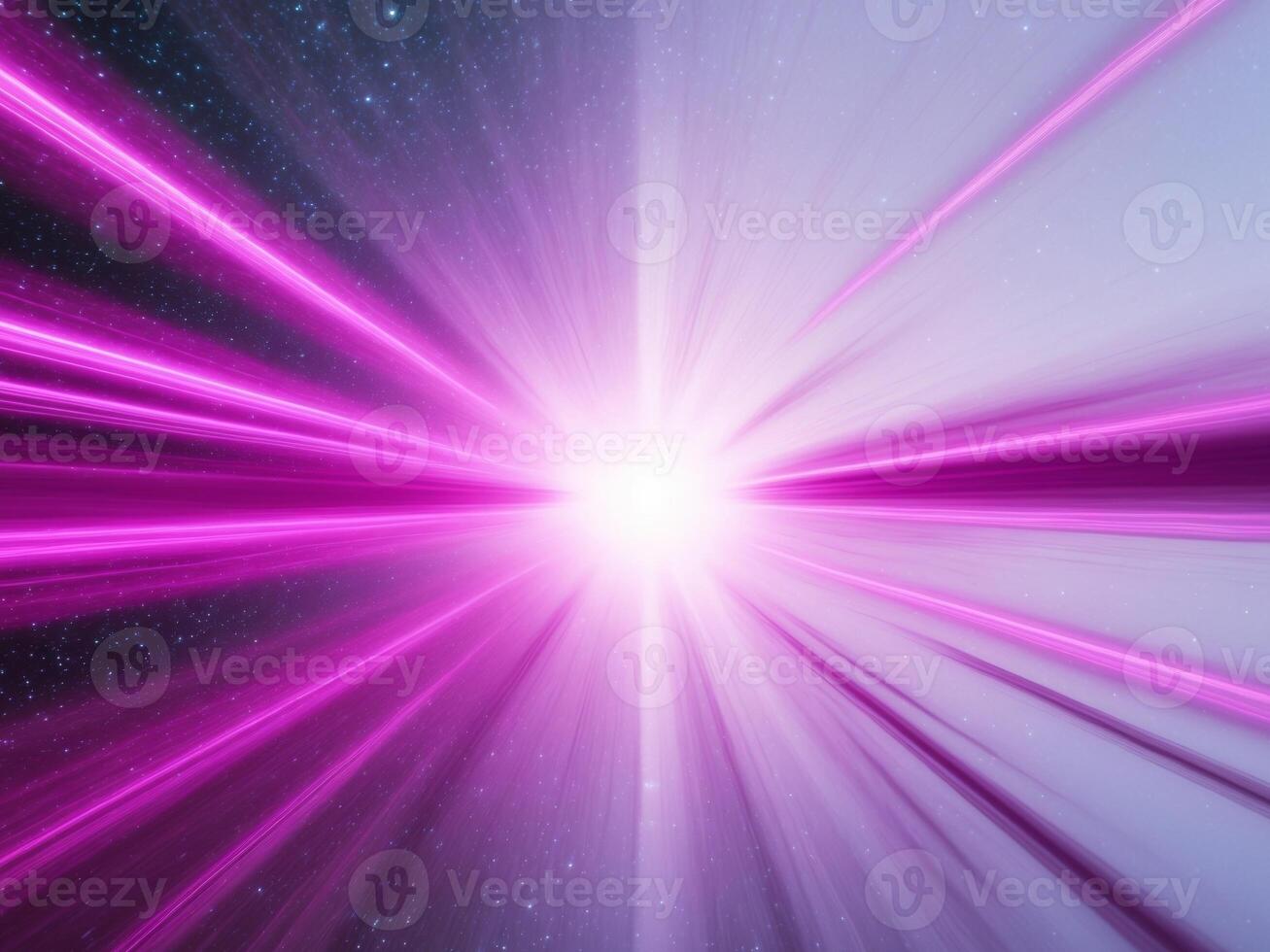 A bright pink light beam is shining in the sky photo