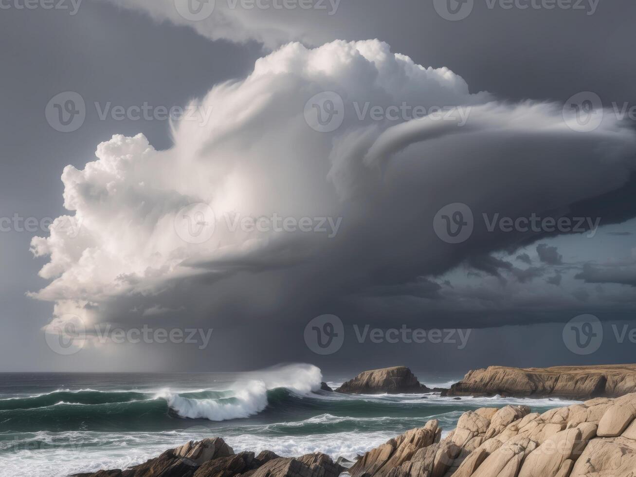 A stormy day at the beach photo