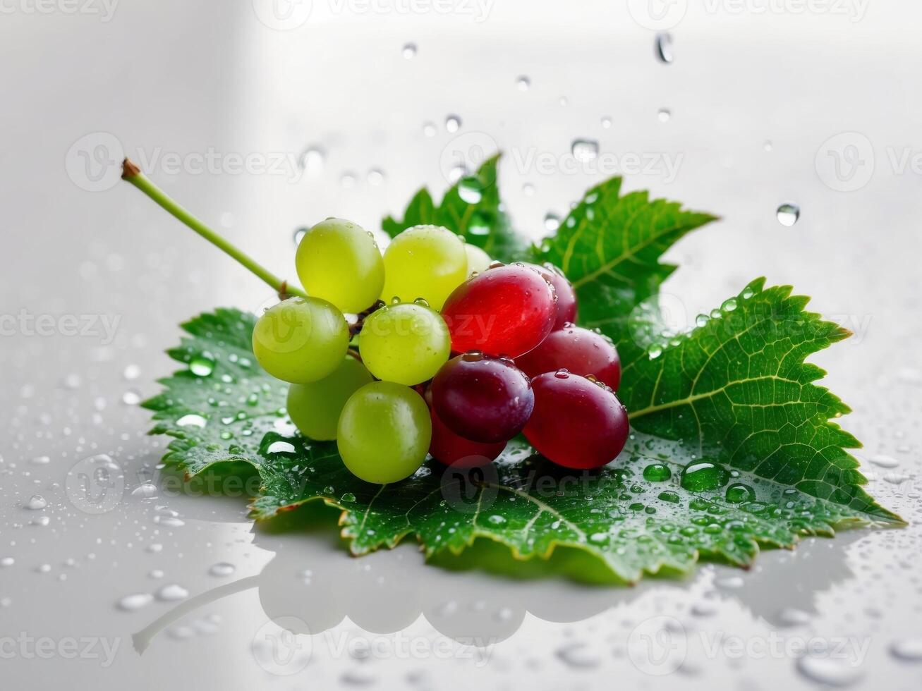 Grapes with water droplets on a white background photo