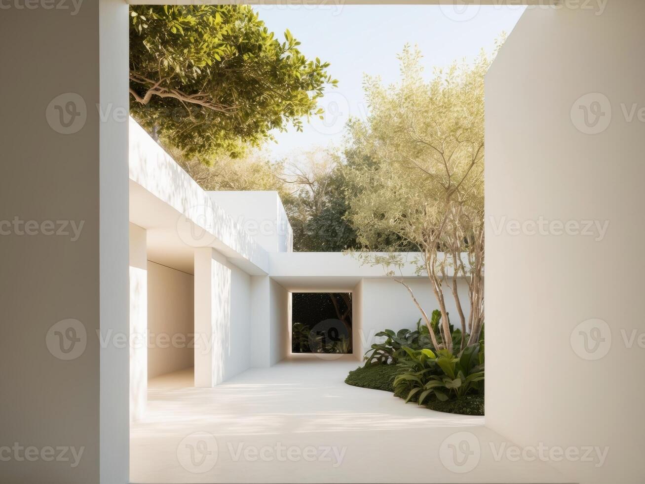 A white house with a large open door photo