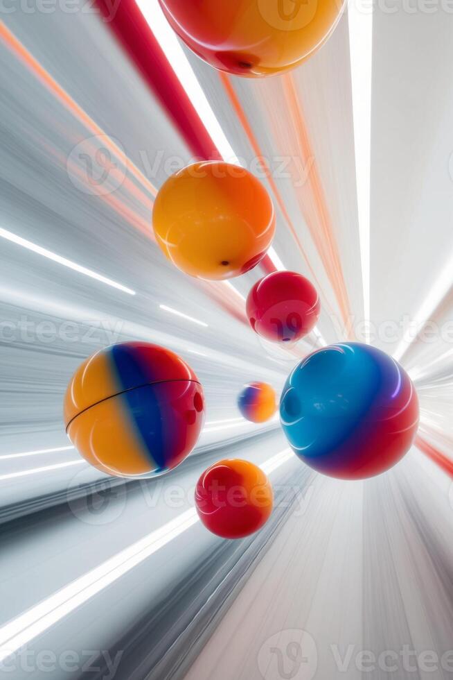 Colorful balls in motion with a blurred background photo