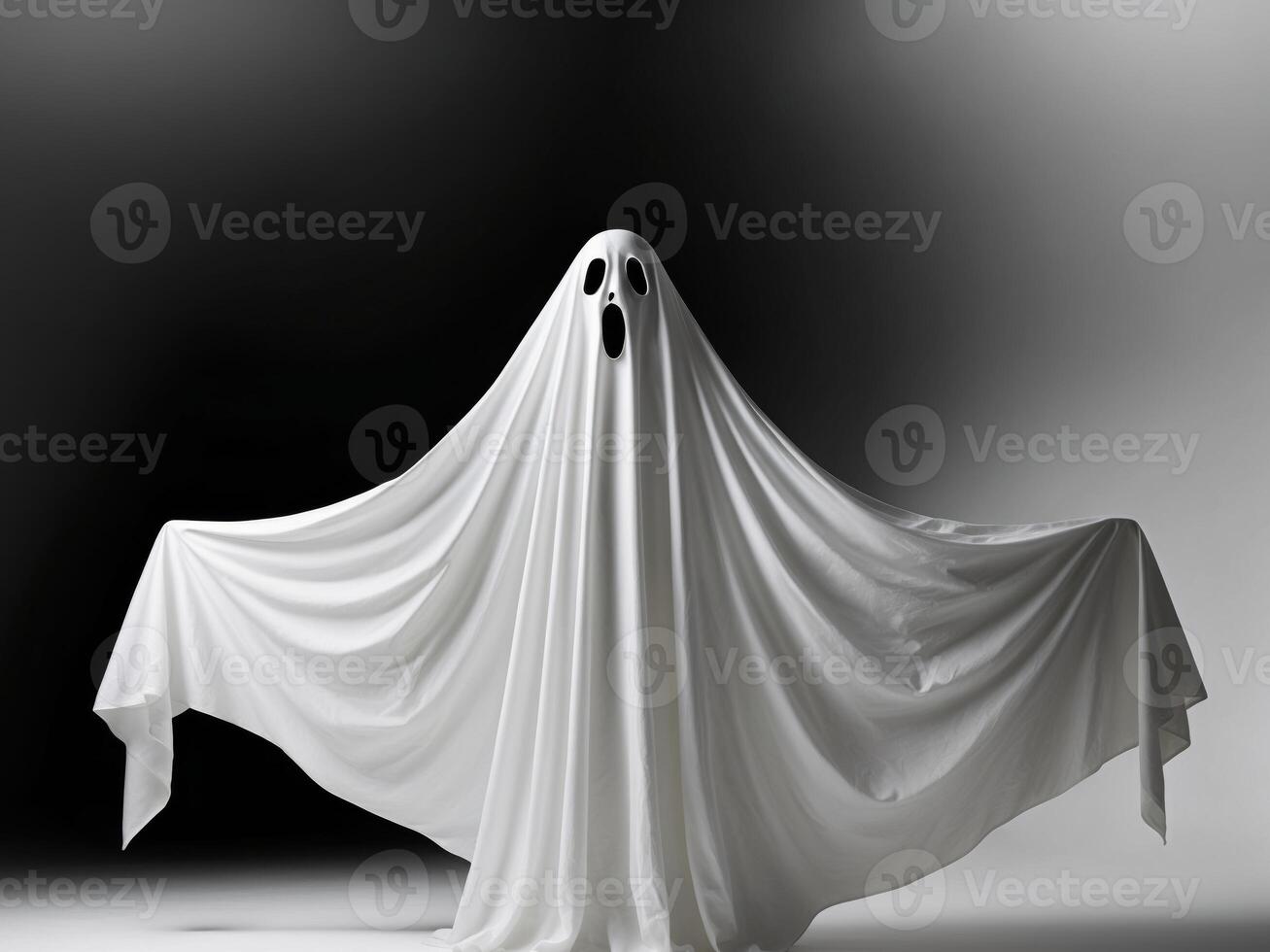 A ghostly white ghost standing in front of a black background photo