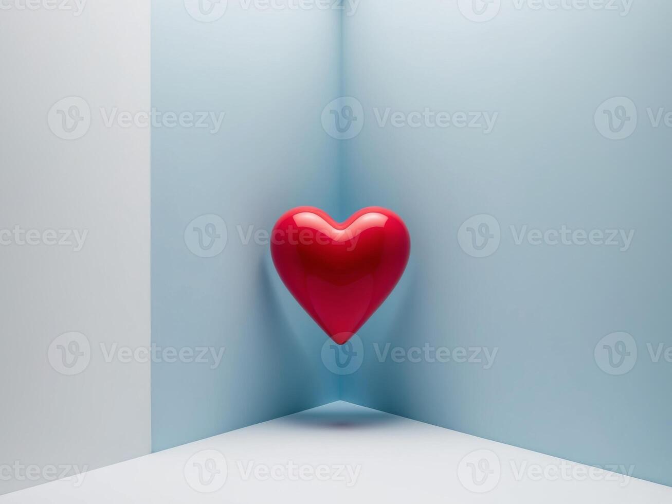 A red heart is in the corner of a room photo