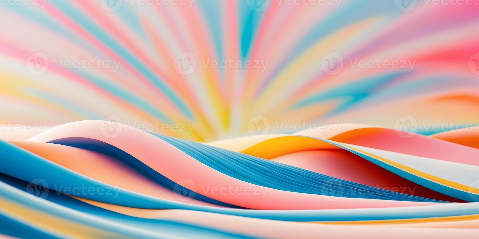 Colorful abstract background with waves and sun photo