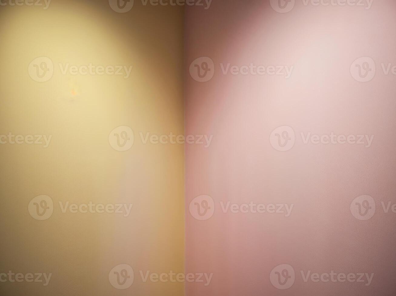 A pink and yellow wall with a light shining on it photo