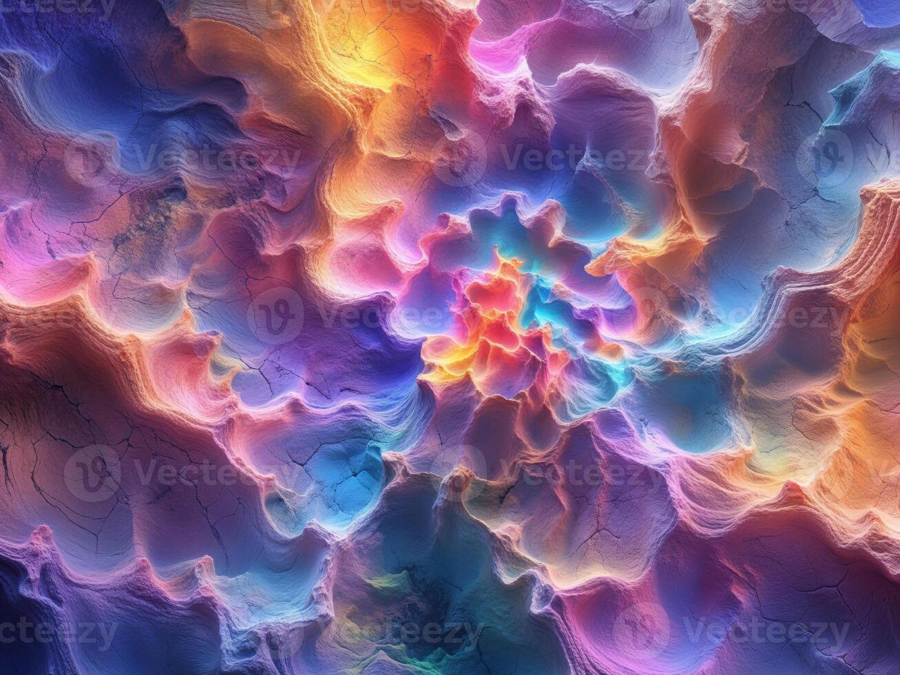 Colorful abstract art with a flower in the center photo