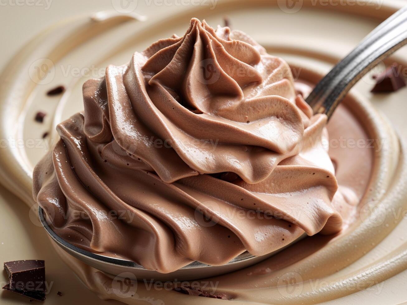 Delicious Chocolate Whipped Cream on Spoon photo