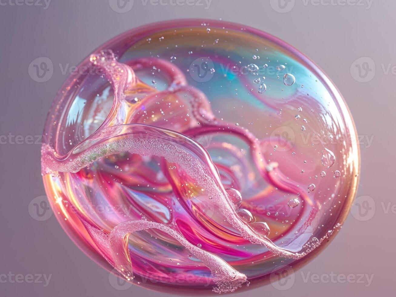 Shiny Pink Soap Bubble with Reflections and Highlights photo