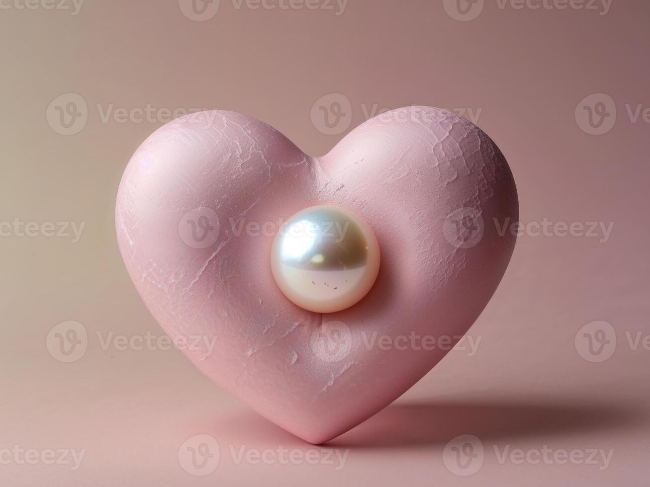 A pink heart with a pearl embedded in it on a pink background photo