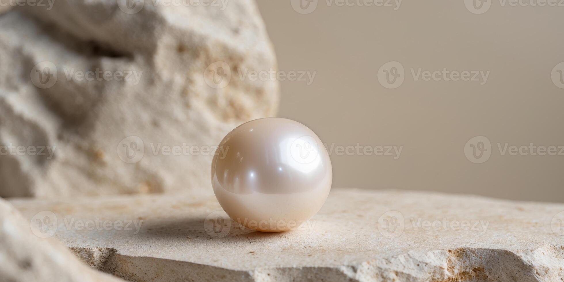 Elegant pearl on a natural stone background photo