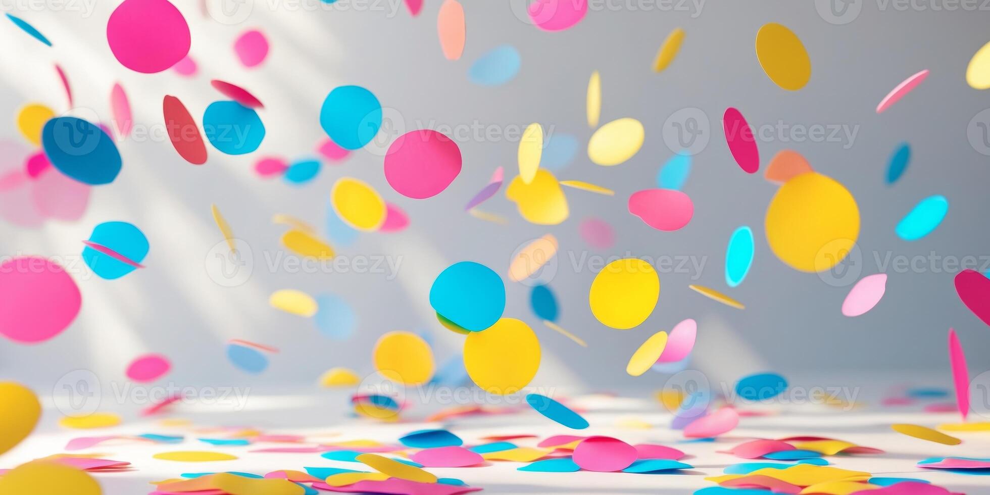 Colorful confetti falling in a festive celebration atmosphere photo