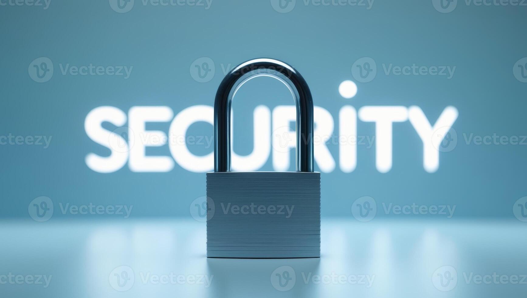 Padlock showing security text glowing on digital background photo