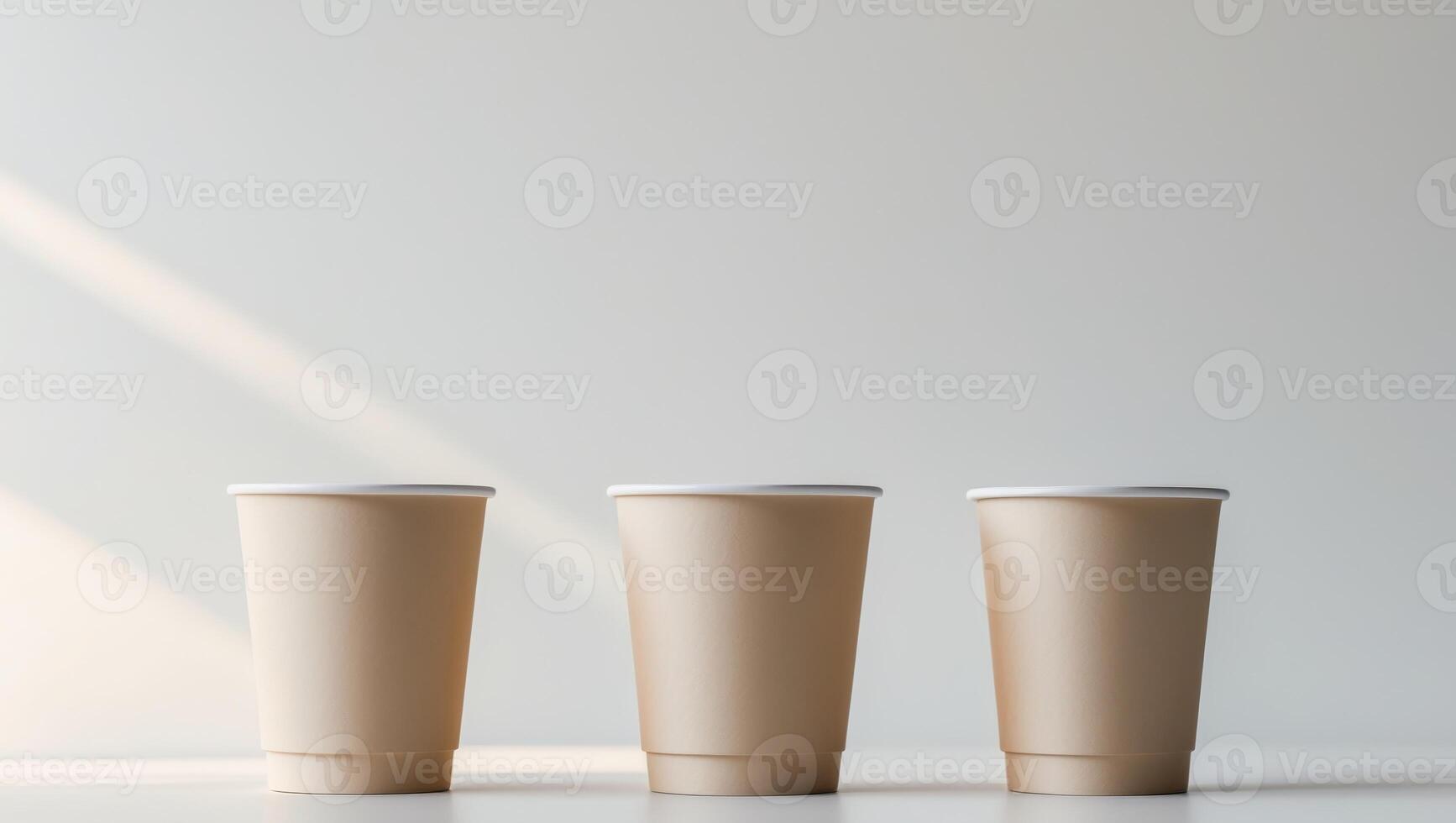 Blank Takeaway Coffee Cups Mockup - Three Sizes - Left Position photo