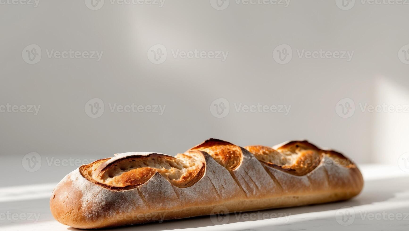 A crusty baguette with a golden brown surface photo