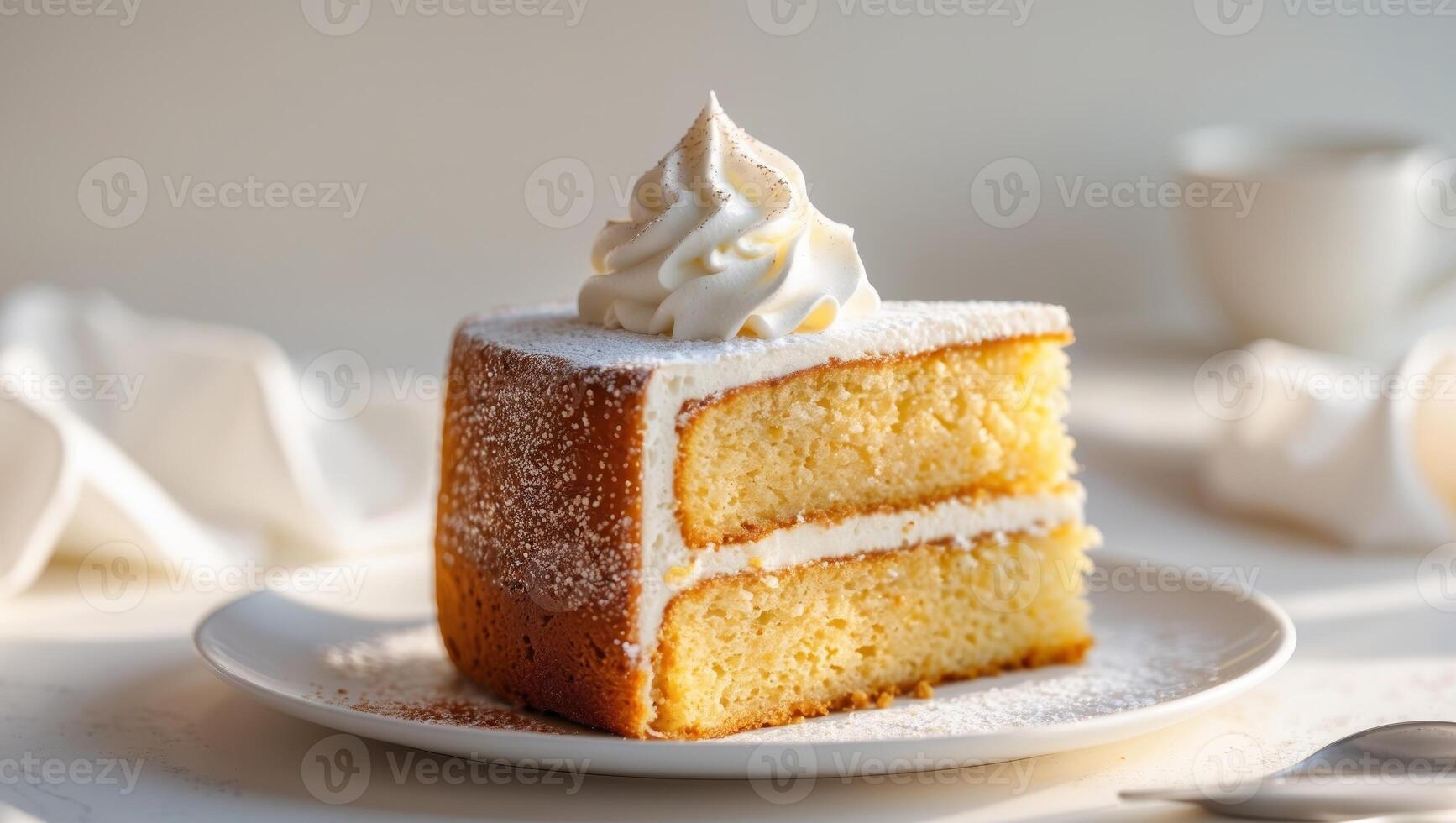 A slice of cake on a white plate photo
