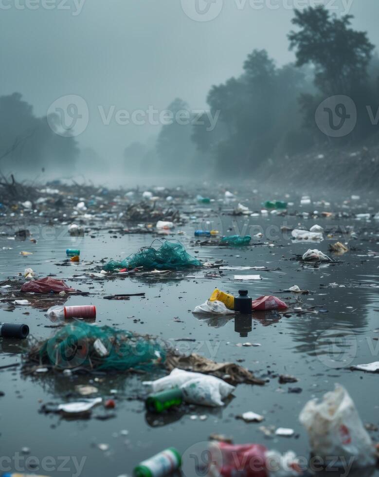Plastic pollution in the ocean photo