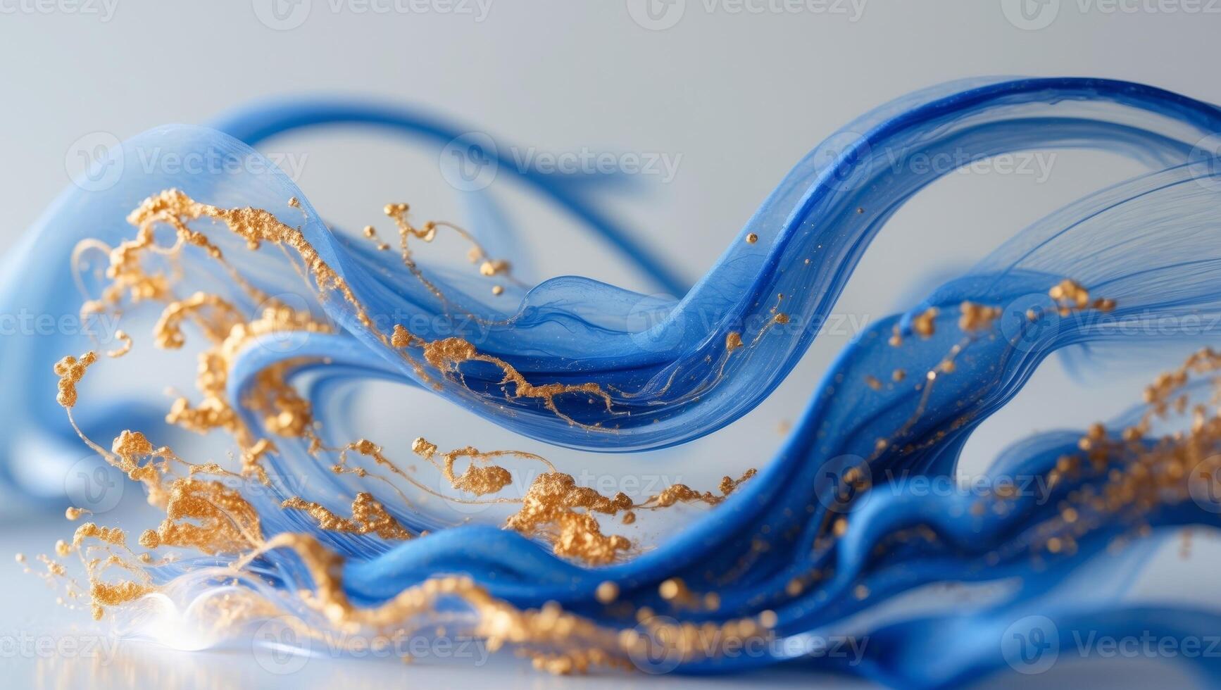 Abstract blue and gold liquid waves photo